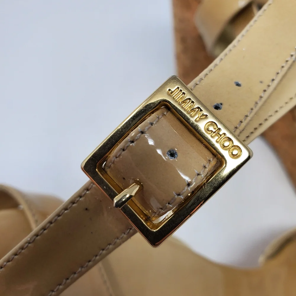 Jimmy Choo Nude Patent Wedges